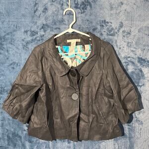 Peter Martin Linen Blue 2 Button Blazer Top Womans‎ Size 10